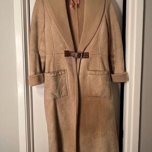 Rare Vintage Ralph Lauren Black Label Women’s Lambswool Lamb Fur Tan Coat Size 4